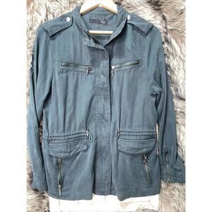 Max Jeans‎ 100% Tencel Full Zip Green Jacket With Draw String Women's Size M